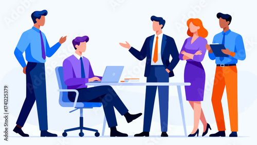 Business team collaborating around desk