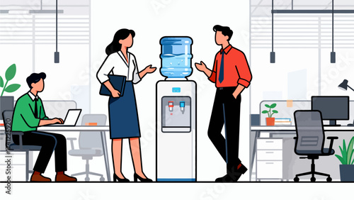 Office workers near water cooler