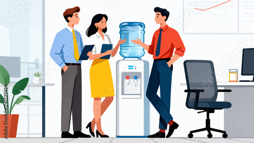 Office workers at water cooler