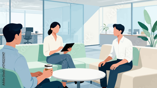 Three people in office meeting