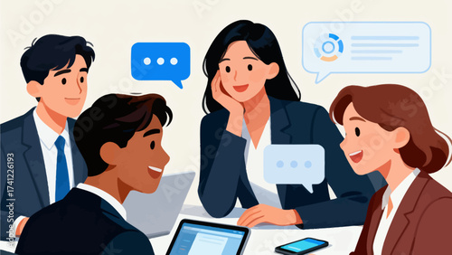 Business team collaborating at meeting table