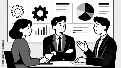 Business meeting with three people