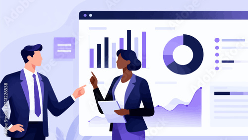 Business professionals reviewing data charts