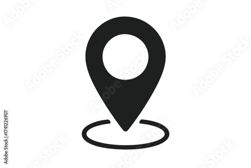 Location pin vector icon. GPS map place symbol. Geolocation destination point and navigation graphic element. Address pointer marker sign for travel, route and position finding.