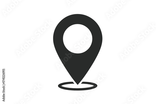 Location pin vector icon. GPS map marker symbol. Geolocation point sign for destination and navigation. Place pointer graphic element. Address position and travel concept.