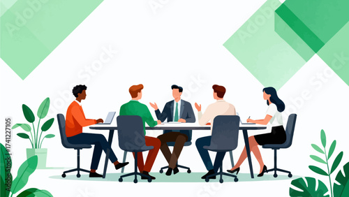 People in business meeting around table