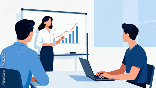Business presentation with chart and laptop