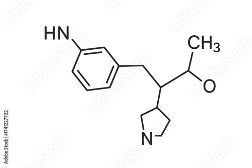 PD-217,014 dopamine agonist molecular structure. Skeletal chemical formula vector line icon. Science, chemistry, pharmacology, and neuroscience research molecule illustration.