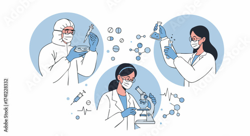 Team of scientists conducting research in a laboratory for medical advancements