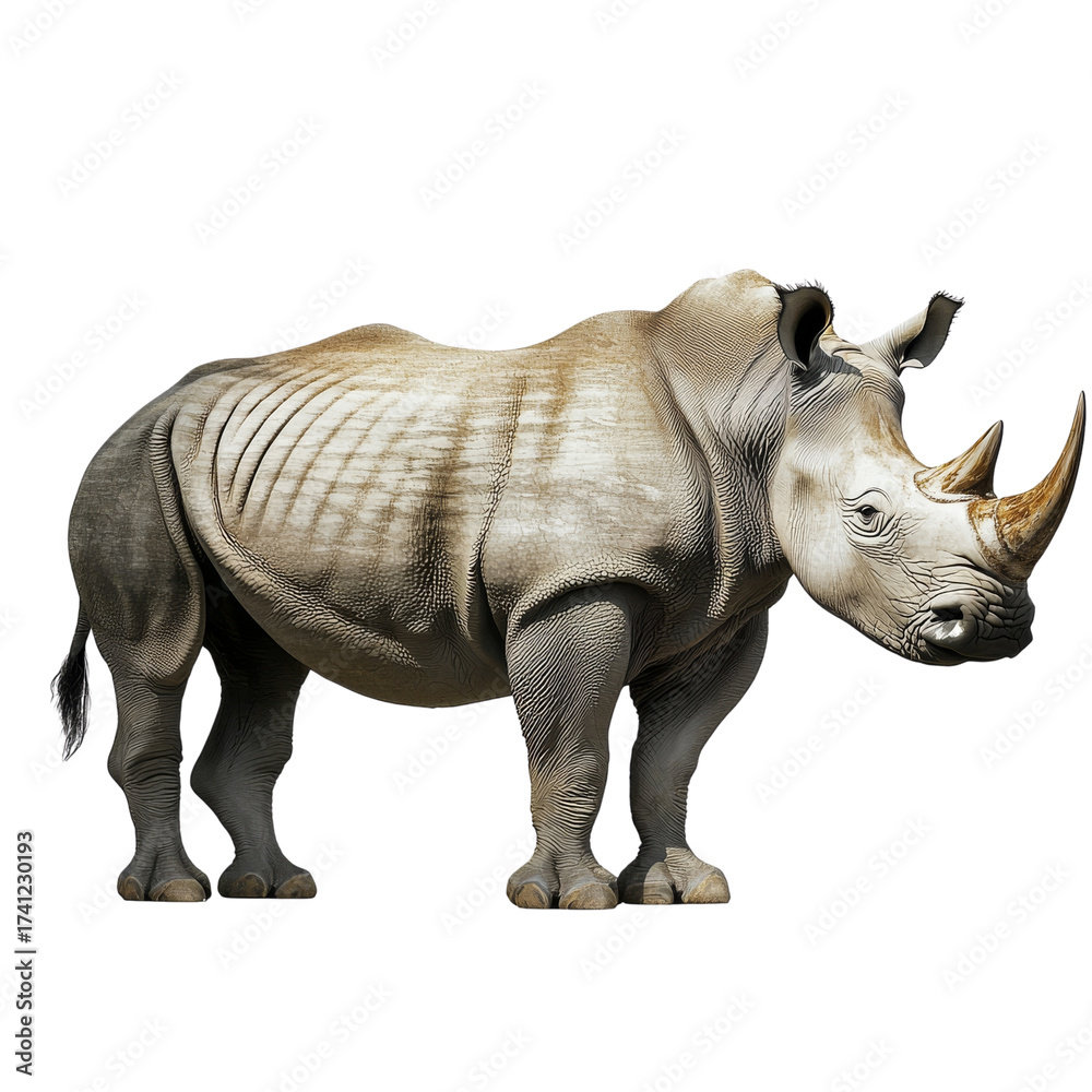 Fototapeta premium Majestic rhinoceros standing tall, showcasing its powerful stance and presence