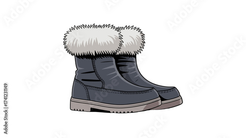 A pair of stylish winter boots, ready for cold weather.