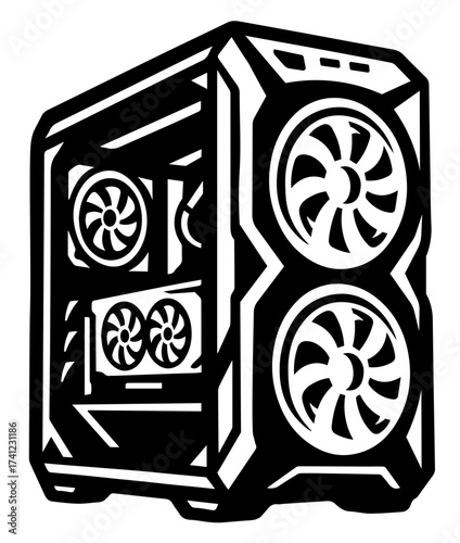 Gaming PC SVG, Computer Tower SVG, Desktop Computer Icon, Gamer Setup Vector, Modern PC Outline