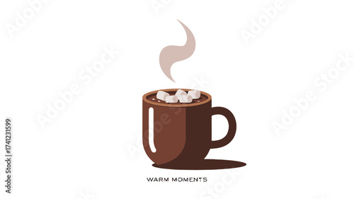 Cozy moment of hot chocolate and marshmallows in a mug.