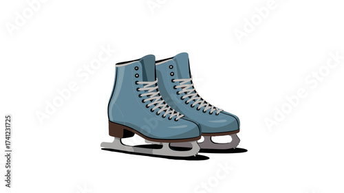 Pair of ice skates ready for winter fun and ice-skating adventures.