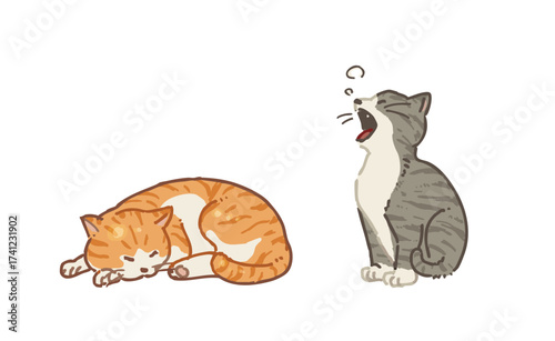 のんびり昼寝の猫(ねこ)のベクターイラスト