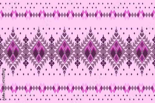 Geometric pattern Purple tones. Seamless Native American tribal fabric.Ethnic motif. tiles, picture books,rug,carpet,Patola saree. design vector illustration for woven textile printing blanket fashion