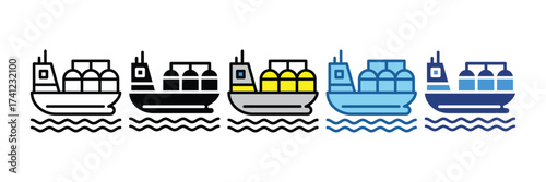 Oil Tanker Ship  Icon Element For Design