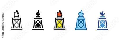 Gas Flare Tower  Icon Element For Design