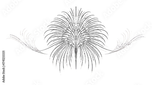 Elegant and artistic illustration of a stylized firework display.