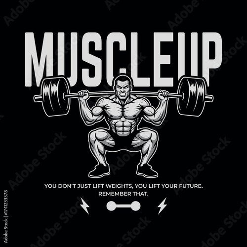 Muscle Up Gym Streetwear T-Shirt – Motivational Powerlifting Graphic Tee for Bodybuilders