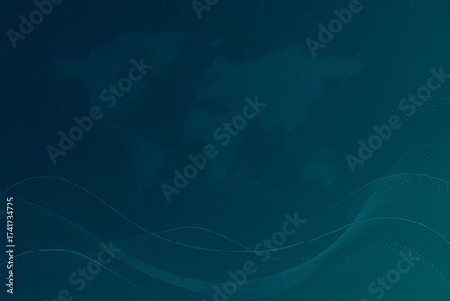 Global Economic Data Background with Binary Code and Polygon Mesh Waves