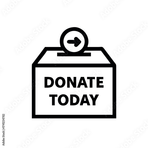 Donation box with coin charity contribution logo Vector illustration