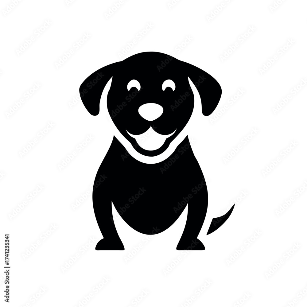 Fototapeta premium Happy dog silhouette centered clean pet design Vector illustration