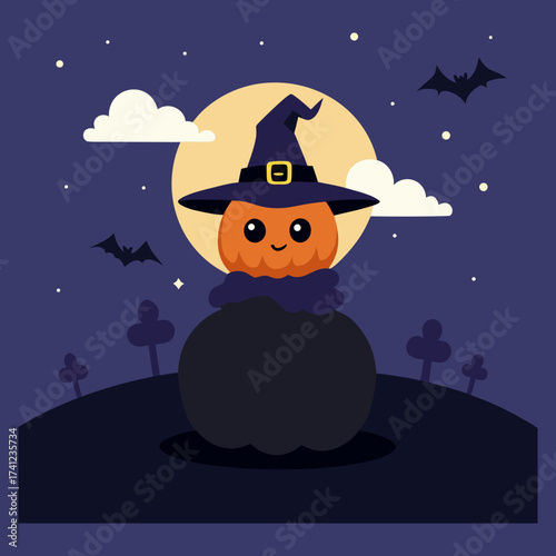 halloween witch with pumpkin