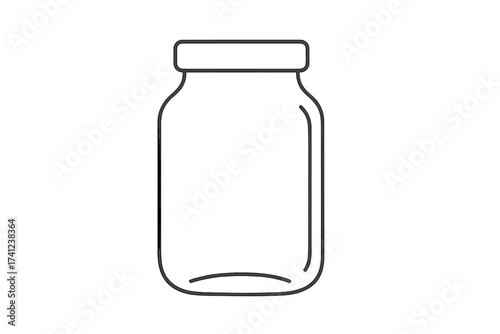 Glass jar line icon for canning and food storage. Empty reusable container for preserves, jam or pickles. Minimalist vector illustration symbol for kitchen and pantry.