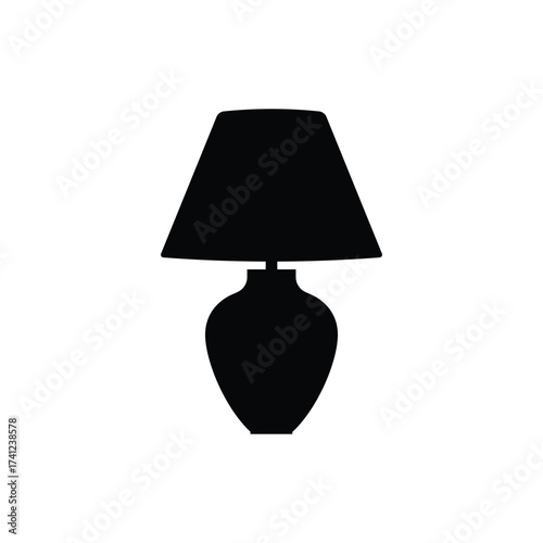 Table lamp icon black silhouette template