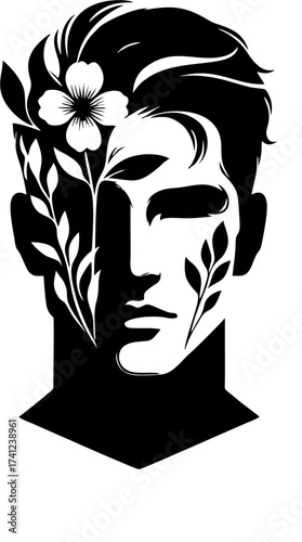 Floral Harmony Silhouette with Abstract Botanical Forms
