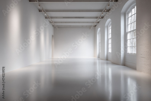 Wallpaper Mural White studio small room in London with bright lighting and tall ceilings, minimalist interior architecture with symmetric composition, anamorphic camera straight shot for architectural photography
 Torontodigital.ca