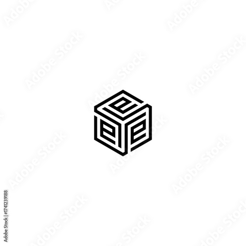 Initials E. E logo design. Initial Letter Logo E . Hexagon logo design.	