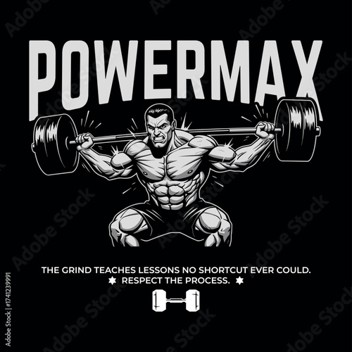 Powermax Weightlifting T-Shirt – Hardcore Bodybuilding Streetwear for Gym Lovers