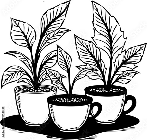 cup of coffee with flowers vector 