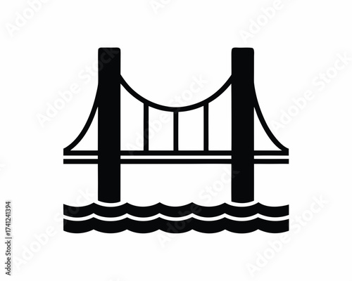 Bridge architecture icon  silhouette vector isolated on white background