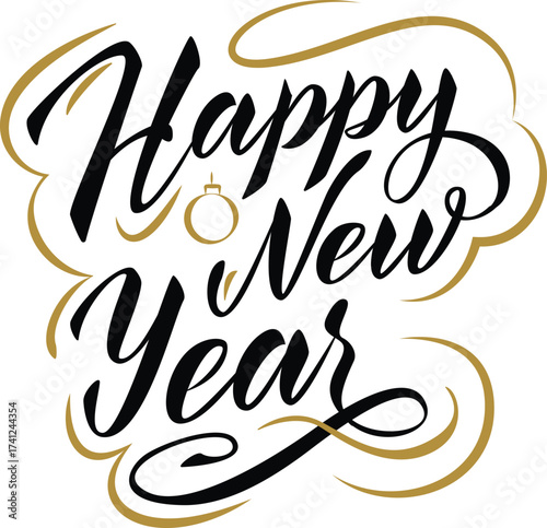 Happy New Year 2026 Typography Set – Festive Lettering and Celebration Elements