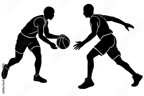 Basketball dribbling silhouette vector isolated on white background