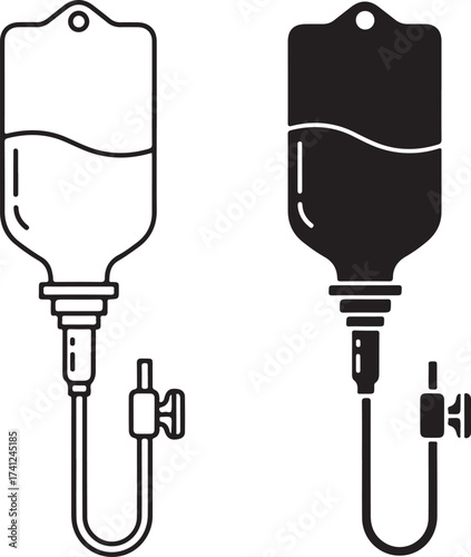 iv drip bag, showcasing medical equipment used for intravenous therapy, often depicted in healthcare settings and representing treatment or fluid administration on