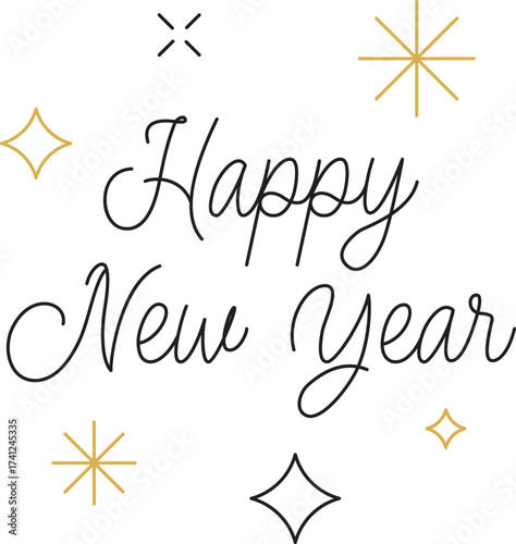 Happy New Year 2026 Typography Set – Festive Lettering and Celebration Elements