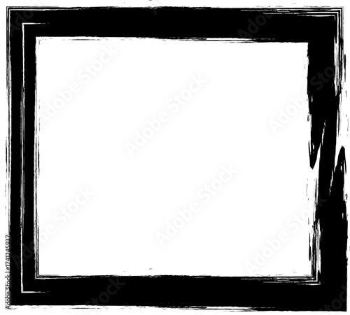 vector brush strokes square of paint. Ink hand drawn paint brush square. Logo, label design element. Black abstract grunge square Frame