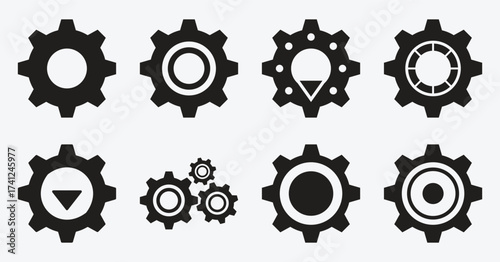 Minimalist Gear Icon Set for Technology