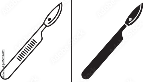 Vector art of scalpel black and white vector illustration of a surgical scalpel, representing surgery, medicine, and healthcare for medical procedures and operations on