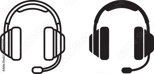 Student headphone outline and solid vector