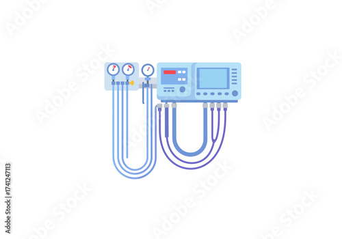Medical Monitoring Equipment with Display and Cables.