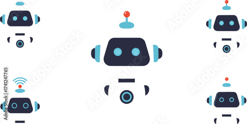 Meet the robots! Cute cartoon bots for modern tech and AI concepts