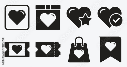 Minimalist Wishlist and Favorite Heart Icons Set