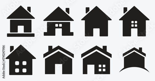 Minimalist House Icon Set Silhouette Collection