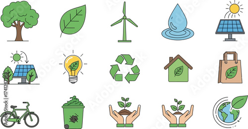 Promote eco-friendly living with these vibrant sustainability icons