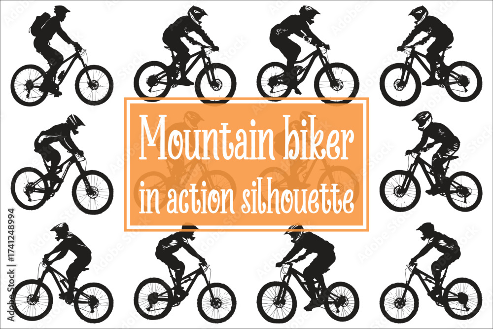 Fototapeta premium Mountain Biker Action Silhouette